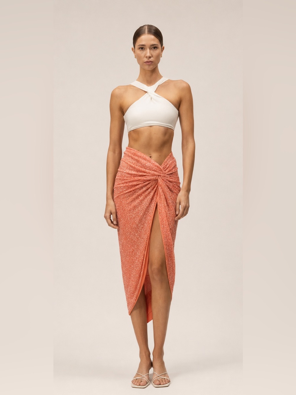 New! Baobab Collection Mia Pareo Manderine Orange Coral Shimmer Twist Sarong 🍑 M